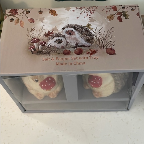 NEW Hedgehog Salt & Pepper Shakers With Tray - Picture 3 of 6